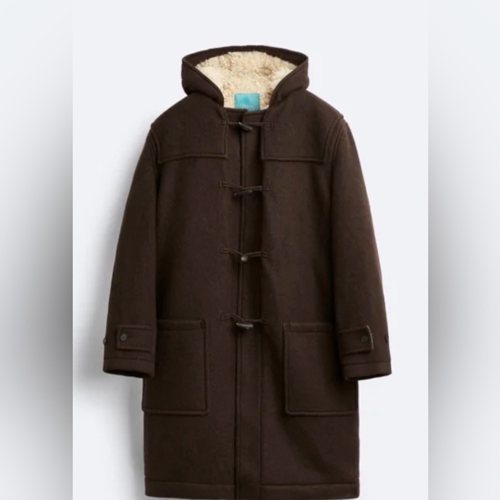 Harry Lambert x Zara Hooded Wool Coat - Brown